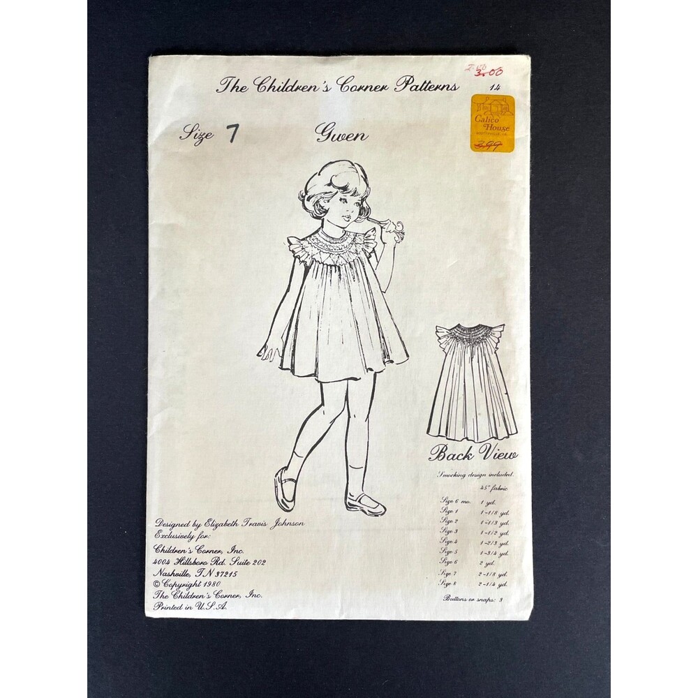 Children’s Corner Gwen Dress Size 7 #14 Vintage Sewing Pattern Uncut